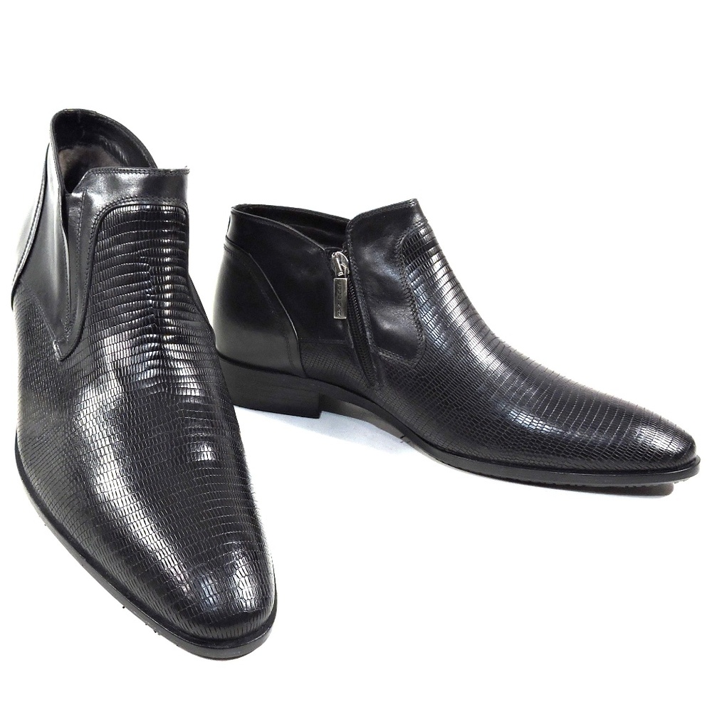 GOODMAN 🇮🇹 MEN'S BLACK SOFT LEATHER WINTER FUR COMFORT BOOTS